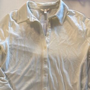 Banana Republic women’s large white Button-Up jersey dress Shirt NWT